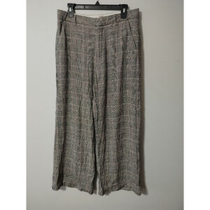 Women's Scotch & Soda Hana Gray Pink Plaid Wide Leg Linen Blend Pants Size 31